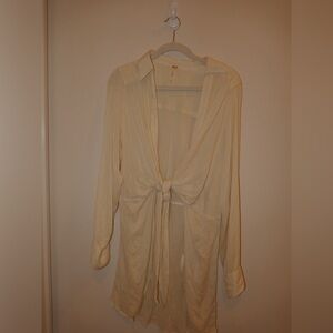 Free People Off White Sheer Beach Cover Up Size L